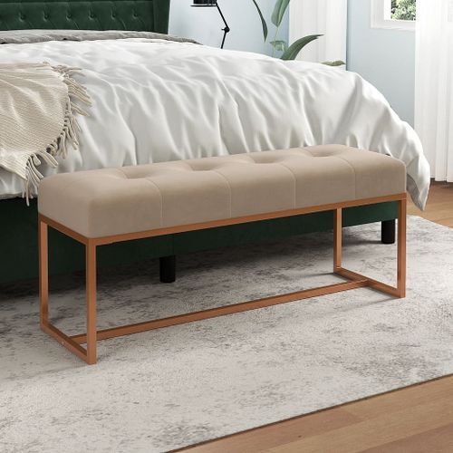 Banc Beige 110x36x45 cm Velours - Photo n°2; ?>