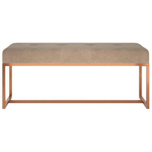 Banc Beige 110x36x45 cm Velours - Photo n°3; ?>