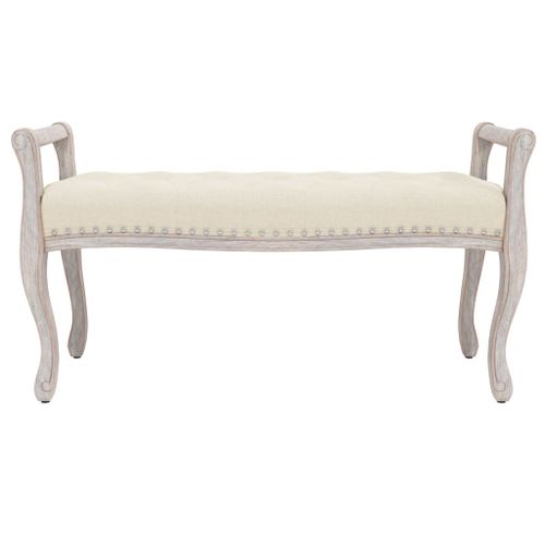 Banc beige 110x45x60 cm lin - Photo n°3; ?>