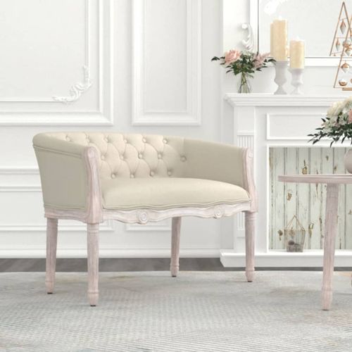 Banc beige 98x56x69 cm lin - Photo n°2; ?>