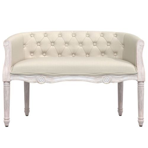 Banc beige 98x56x69 cm lin - Photo n°3; ?>