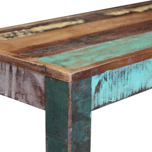 Banc bois massif recyclé multicolore Moust 110 cm - Photo n°3; ?>