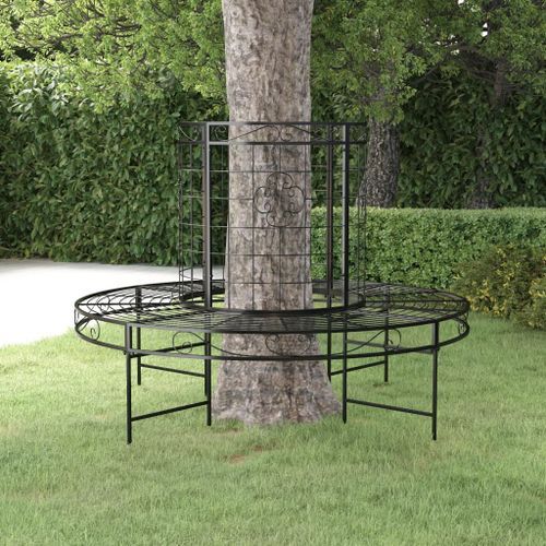 Banc circulaire tour d'arbre Ø137 cm Noir Acier - Photo n°2; ?>