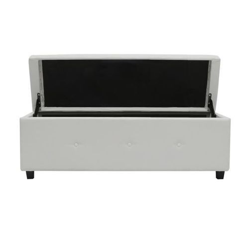 Banc coffre - Bout de lit Simili blanc Classique - L 140 cm - Photo n°2; ?>