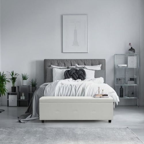 Banc coffre - Bout de lit Simili blanc Classique - L 140 cm - Photo n°3; ?>