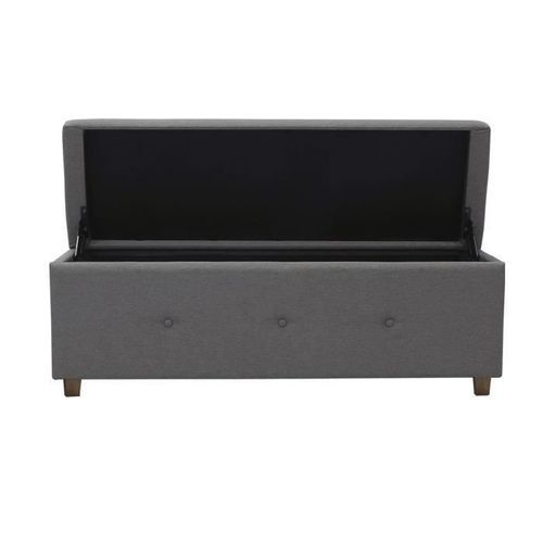 Banc coffre - Bout de lit Velours gris clair Classique - L 140 cm - Photo n°2; ?>