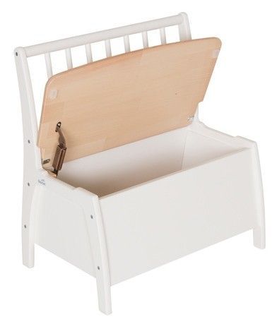 Banc coffre hêtre blanc et naturel Bambino - Photo n°2; ?>