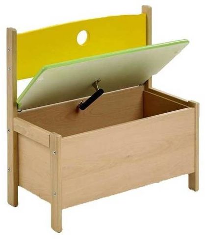 Banc coffre hêtre naturel coloré Pepino - Photo n°2; ?>