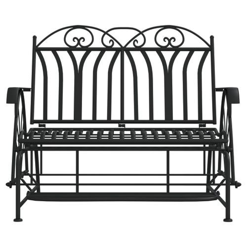 Banc coulissant 2 places 114 cm Noir Acier - Photo n°3; ?>