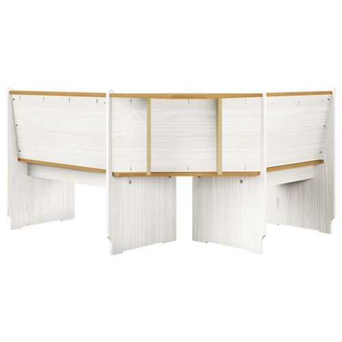 Banc d'angle de jardin 151 cm Pin solide Marron miel et blanc - Photo n°3; ?>