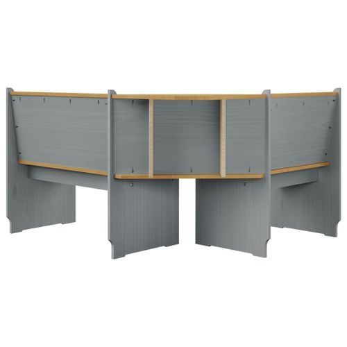 Banc d'angle de jardin 151 cm Pin solide Marron miel et gris - Photo n°3; ?>