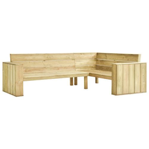 Banc d'angle de jardin et coussins 239 cm Bois de pin imprégné 3 - Photo n°2; ?>