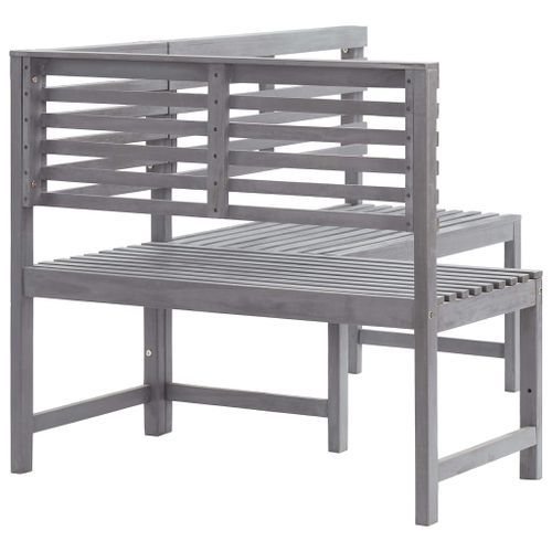 Banc d'angle de jardin Gris 140 cm Bois solide d'acacia - Photo n°3; ?>