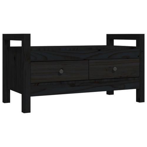 Banc d'entrée Noir 80x40x43 cm Bois de pin massif - Photo n°2; ?>