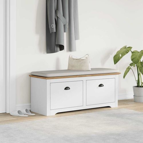 Banc de couloir BODO blanc et marron 114x40x45 cm - Photo n°3; ?>