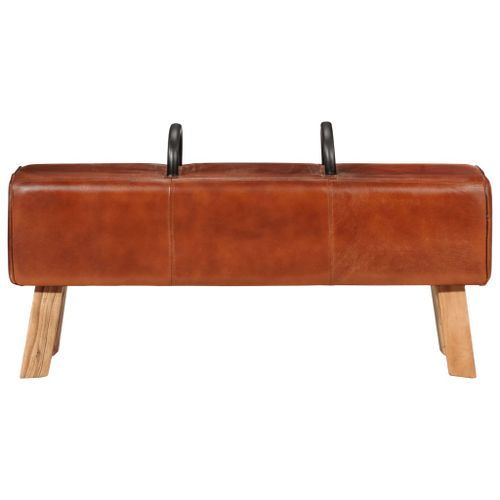 Banc de gymnastique marron 110 cm cuir véritable - Photo n°2; ?>