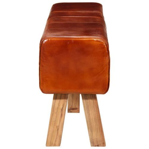 Banc de gymnastique marron 160 cm cuir véritable - Photo n°3; ?>