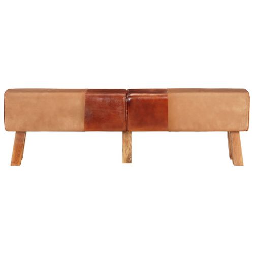 Banc de gymnastique marron 160 cm cuir véritable et toile - Photo n°2; ?>