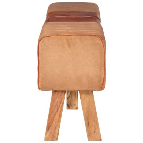 Banc de gymnastique marron 160 cm cuir véritable et toile - Photo n°3; ?>