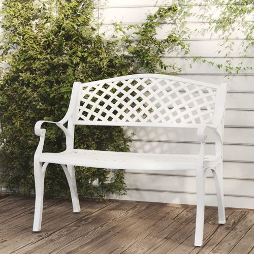 Banc de jardin 102 cm Aluminium coulé Blanc - Photo n°2; ?>
