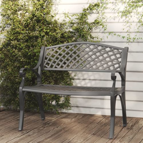 Banc de jardin 102 cm Aluminium coulé Noir - Photo n°2; ?>