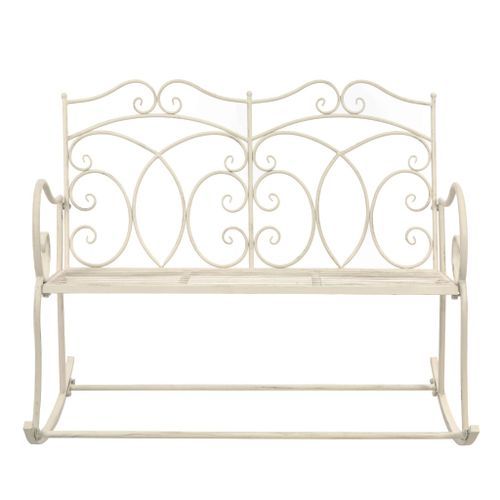 Banc de jardin 104 cm Fer Blanc antique - Photo n°2; ?>