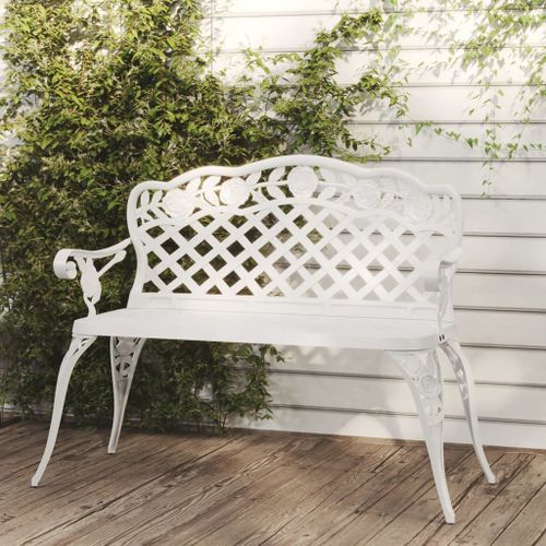 Banc de jardin 108 cm Aluminium coulé Blanc - Photo n°2; ?>