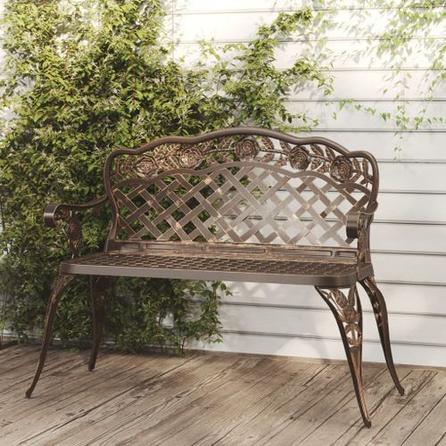 Banc de jardin 108 cm Aluminium coulé Bronze - Photo n°2; ?>