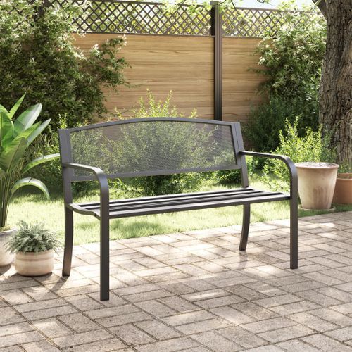 Banc de jardin 119 cm noir acier - Photo n°3; ?>