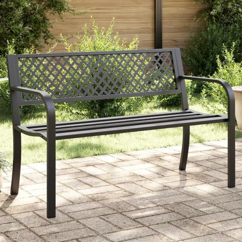 Banc de jardin 119 cm noir acier - Photo n°2; ?>