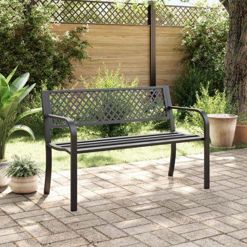 Banc de jardin 119 cm noir acier - Photo n°3; ?>