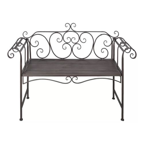 Banc de jardin 132 cm Acier Antique Marron - Photo n°2; ?>