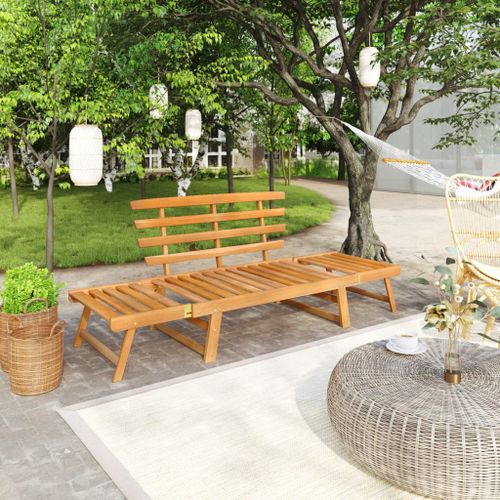 Banc de jardin 2-en-1 190 cm Bois solide d'acacia - Photo n°2; ?>