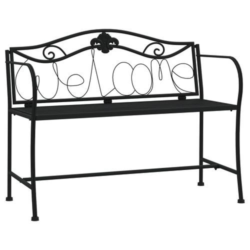 Banc de jardin 2 places 104 cm Noir Acier - Photo n°2; ?>