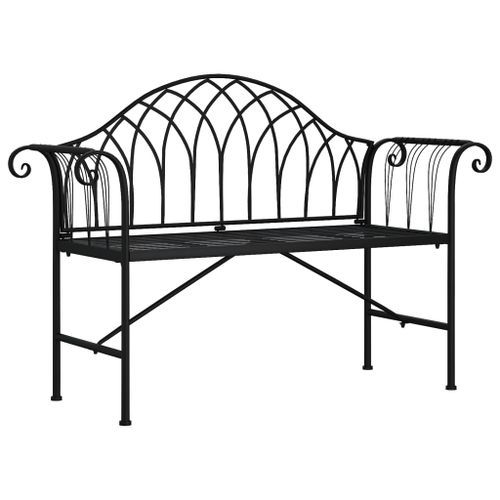 Banc de jardin 2 places 128 cm Noir Acier - Photo n°2; ?>