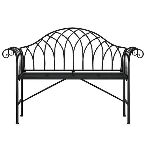 Banc de jardin 2 places 128 cm Noir Acier - Photo n°3; ?>