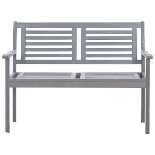 Banc de jardin 2 places avec coussin 120 cm Gris Eucalyptus 2 - Photo n°3; ?>