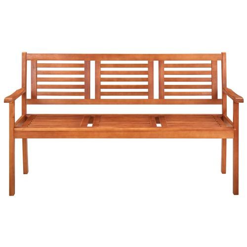 Banc de jardin 3 places avec coussin 150 cm Bois d'eucalyptus 21 - Photo n°3; ?>