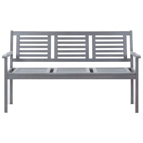 Banc de jardin 3 places avec coussin 150 cm Gris Eucalyptus 3 - Photo n°3; ?>