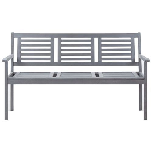 Banc de jardin 3 places avec coussin 150 cm Gris Eucalyptus 2 - Photo n°3; ?>