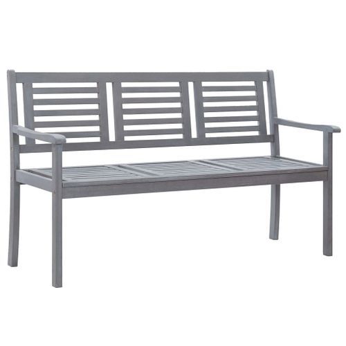 Banc de jardin 3 places avec coussin 150 cm Gris Eucalyptus - Photo n°2; ?>