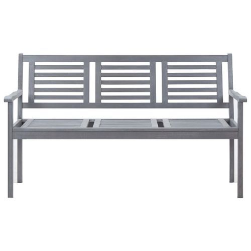 Banc de jardin 3 places avec coussin 150 cm Gris Eucalyptus - Photo n°3; ?>