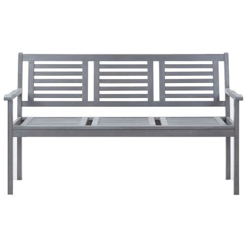 Banc de jardin 3 places avec coussin 150 cm Gris Eucalyptus - Photo n°3; ?>