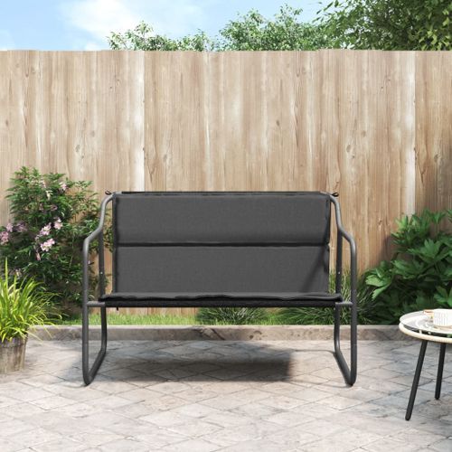 Banc de jardin à 2 places avec coussin anthracite acier - Photo n°2; ?>