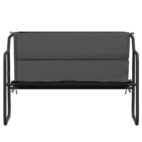 Banc de jardin à 2 places avec coussin anthracite acier - Photo n°3; ?>