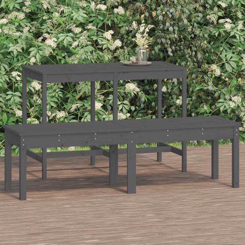 Banc de jardin à 2 places gris 159,5x44x45cm bois massif de pin - Photo n°2; ?>