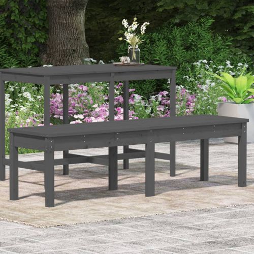 Banc de jardin à 2 places gris 159,5x44x45cm bois massif de pin - Photo n°3; ?>