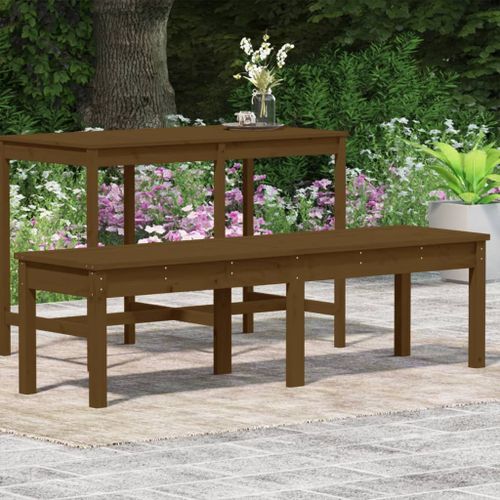 Banc de jardin à 2 places marron miel 159,5x44x45cm bois de pin - Photo n°3; ?>