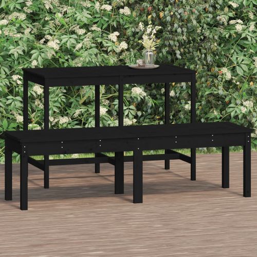 Banc de jardin à 2 places noir 159,5x44x45cm bois massif de pin - Photo n°2; ?>