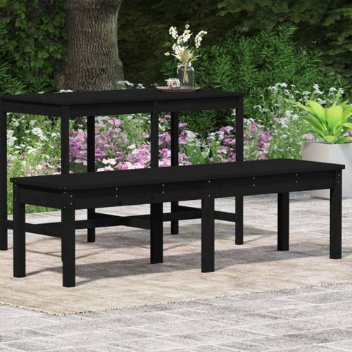 Banc de jardin à 2 places noir 159,5x44x45cm bois massif de pin - Photo n°3; ?>